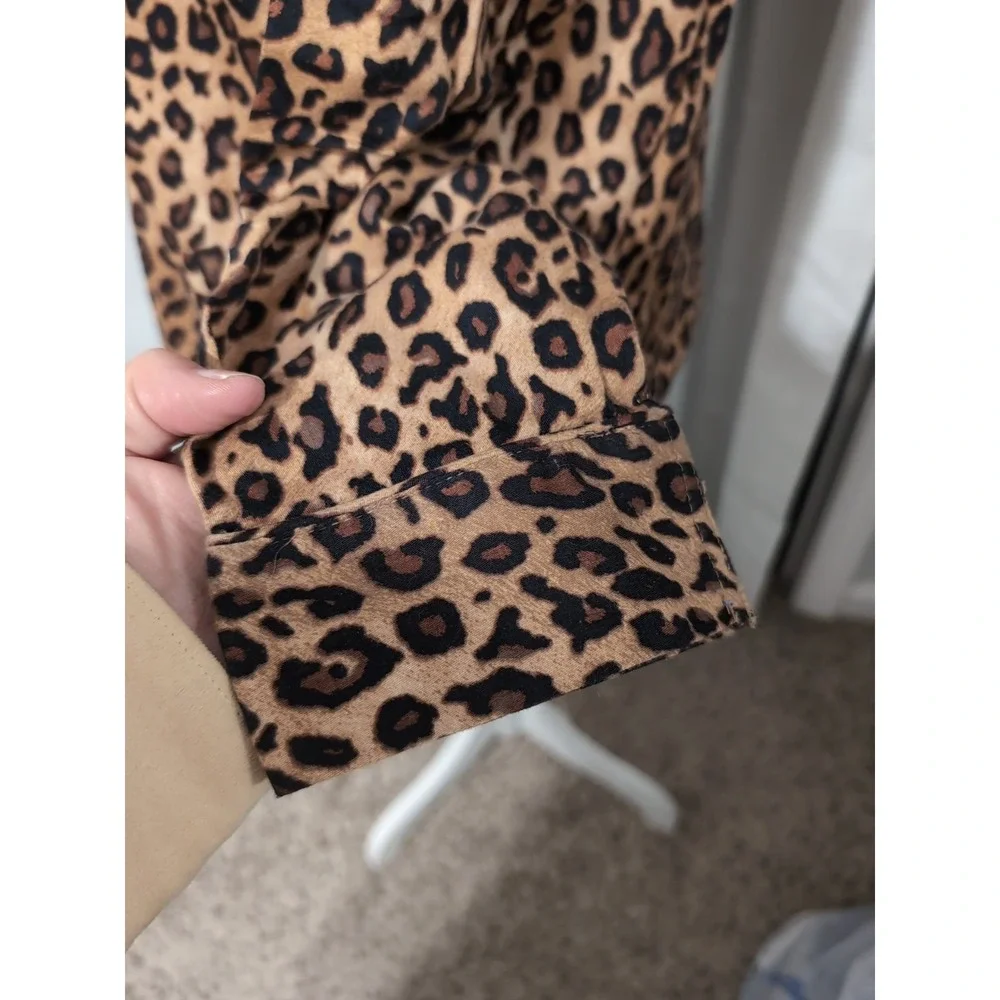 Lauren Ralph Lauren Womens Medium Leopard Print Monogram Pajama‎ Set